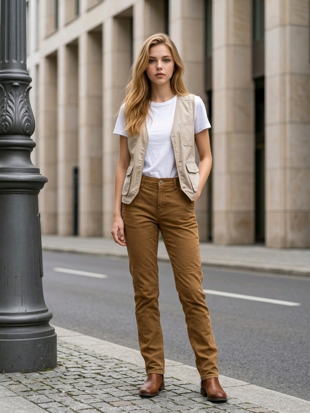 Old Navy Women's Brown Stretch Chino Pants Button/Zip Closure 6